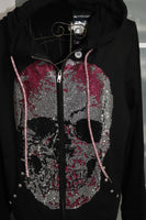 #243 BIG BIG Pink Skull on Zip Hoodie Jacket
