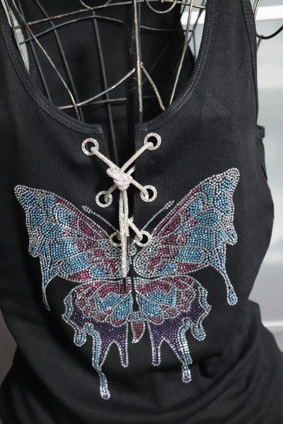 Multi Butterfly ( Open Front) Racer Tank
