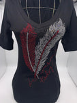 T9671 Elbow Sleeve Red Feathers