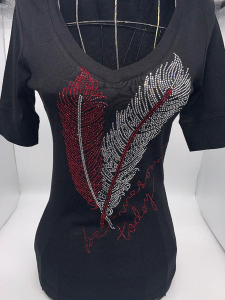 T9671 Elbow Sleeve Red Feathers