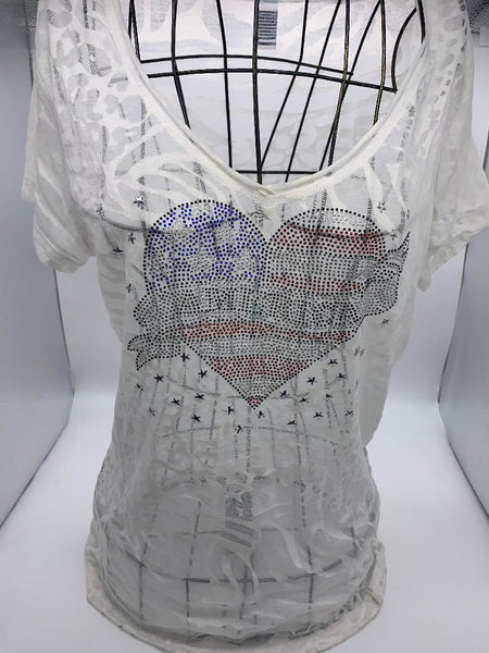 M708  America Heart Short Sleeve