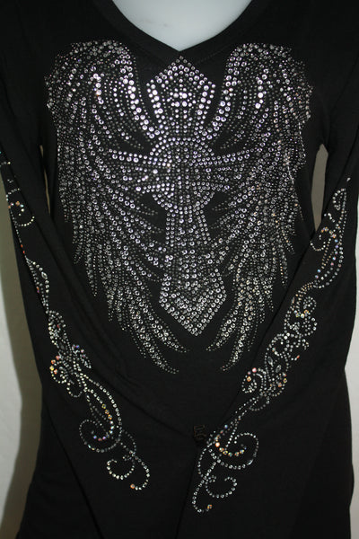 55667  Mini Cross Wings V-Neck Long Sleeve