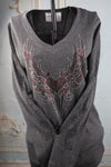Purple Heart Wings V-Neck Long Sleeve