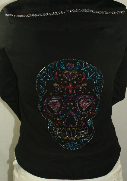 457    Web Turquoise Skull Hoodie