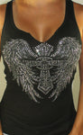1122  Mini Cross Wings V-Cut front (Racer Back Tank)