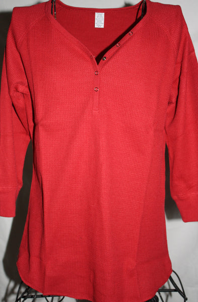 M7355  3/4 Sleeve Snap Thermal Top
