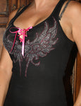 Pink Heart Wings (Open Front )Racer Tank