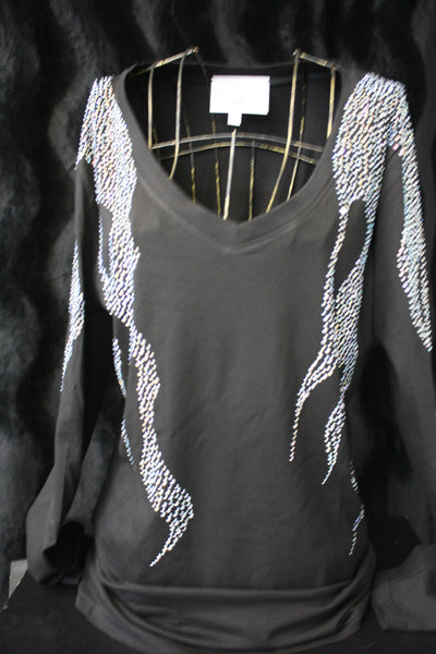 Double Flames on (BOTH SIDES) V-Neck Long Sleeve