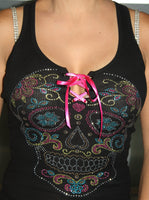 Heart Diamond Skull (Open-Front) Racer Tank
