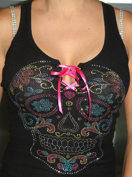 Heart Diamond Skull (Open-Front) Racer Tank