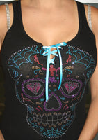145  Web Skull (Open-Front) Racer Back Tank