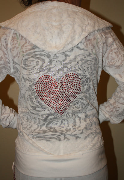 M8703 Red Heart Burn-Out Hoodie