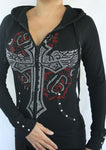 M8001  Red Rose Hoodie