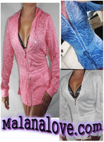 M8709 Long String Burn-Out Hoodie Jacket