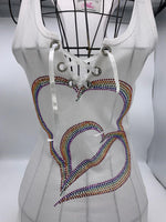 66000      Rainbow Heart Open-Front NEW Crystal eyelits