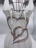 66000      Rainbow Heart Open-Front NEW Crystal eyelits