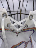 66000      Rainbow Heart Open-Front NEW Crystal eyelits