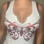 Red Butterfly V-Cut Racer Tank