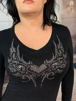 2016 Heart Wings V-Neck Long Sleeve