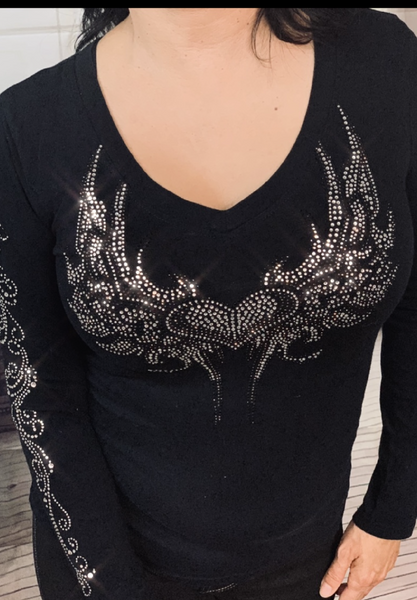 2016 Heart Wings V-Neck Long Sleeve