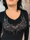 2016 Heart Wings V-Neck Long Sleeve